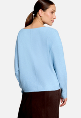 Strickpullover mit Fledermausärmeln mit Fledermausärmeln / Modellfoto Rückseite