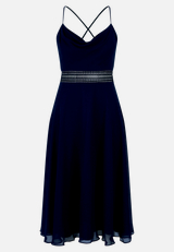 Cocktailkleid mit Wasserfallausschnitt / Vorderseite