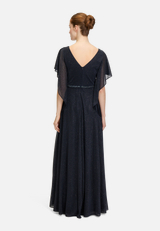 Abendkleid im Glitzer-Look / Modellfoto Rückseite