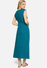 Jerseykleid  Maxi mit Bindegürtel / Modellfoto Rückseite