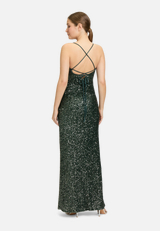 Abendkleid figurbetont / Modellfoto Rückseite