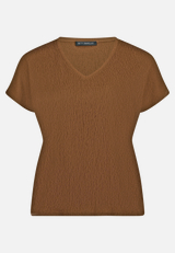 T-Shirt  aus Crêpe-Stoff mit V-Ausschnitt  / Vorderseite