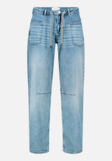 Used Look-Jeans mit Bindegürtel / Vorderseite