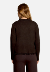 Strick-Cardigan mit Fransen / Modellfoto Rückseite