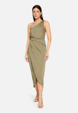Abendkleid mit Raffung / Modellfoto Vorderseite