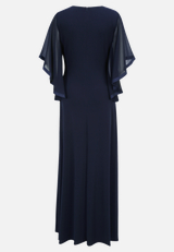 Abendkleid mit Flügelärmeln / Rückseite