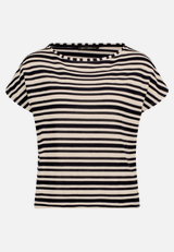 Gestreiftes T-Shirt  mit U-Boot Ausschnitt  / Vorderseite