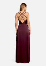 Abendkleid mit V-Ausschnitt / Modellfoto Rückseite