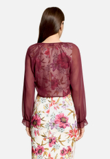 Bolero-Jacke mit gekräuseltem Ausschnitt / Modellfoto Rückseite