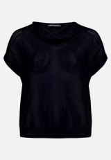 Lochstrick-Pullover mit Wasserfallausschnitt / Vorderseite
