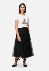 Shirt mit Aufdruck und Schleife / Modellfoto Vorderseite (Outfit)