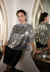 Pailletten-Pullover mit Rippbündchen / Imagebild