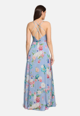 Abendkleid mit V-Ausschnitt / Modellfoto Rückseite
