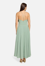 Abendkleid mit Volant / Modellfoto Rückseite