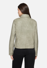 Kunstleder-Jacke mit Kragen / Modellfoto Rückseite