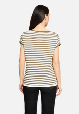 Rundhals-Shirt mit Streifen / Modellfoto Rückseite