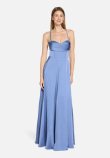 Abendkleid mit Wasserfallausschnitt / Modellfoto Vorderseite