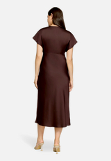 Abendkleid mit V-Ausschnitt / Modellfoto Rückseite