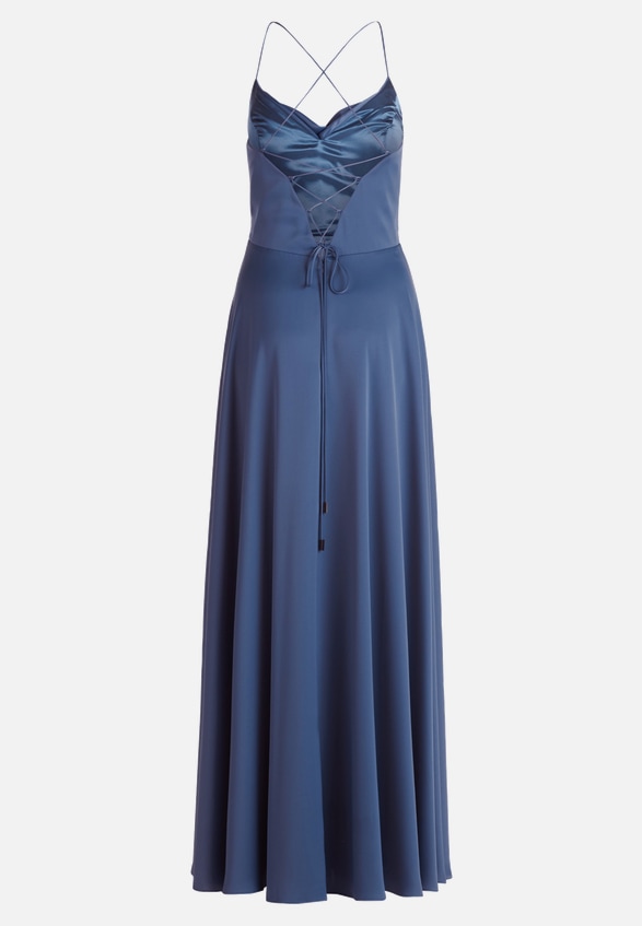 Abendkleid mit Wasserfallausschnitt / Rückseite