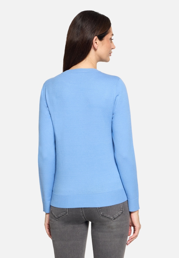 Basic-Strickpullover mit Rundhalsausschnitt / Modellfoto Rückseite
