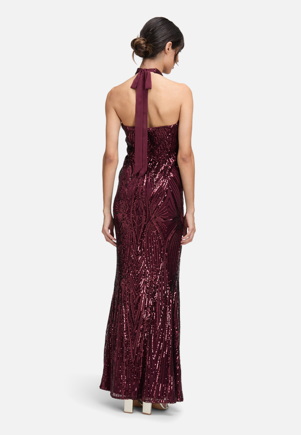 Abendkleid im Glitzer-Look / Modellfoto Rückseite