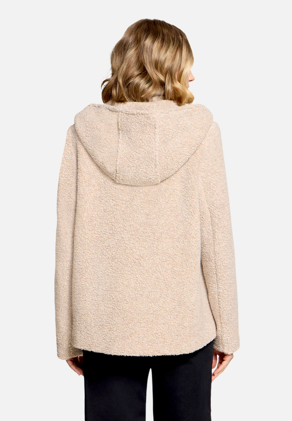 Wolljacke mit Kapuze / Modellfoto Rückseite