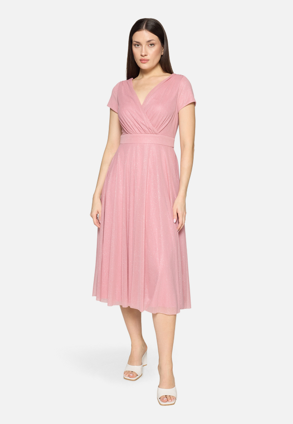 Cocktailkleid im Glitzer-Look / Modellfoto Vorderseite
