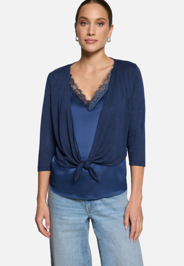 Bolero 3/4 Arm zum Binden  / Modellfoto Vorderseite