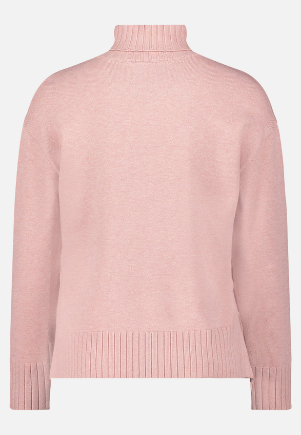 Feinstrickpullover mit hohem Kragen / Rückseite