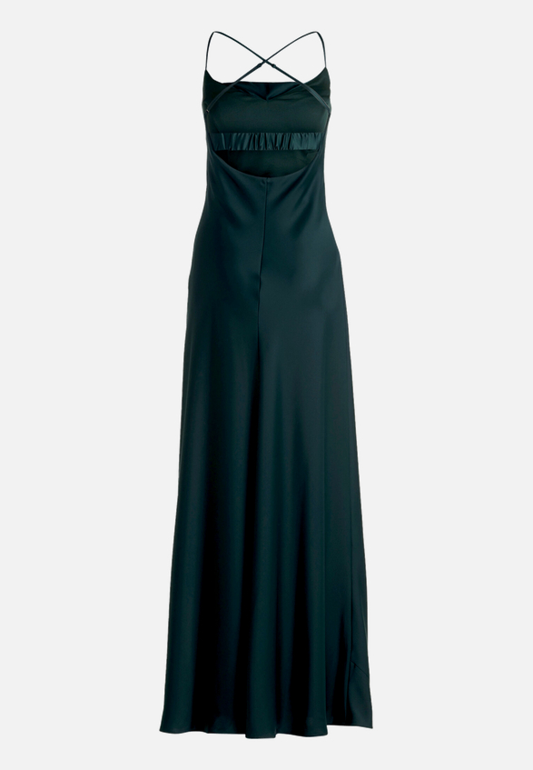 Abendkleid mit Wasserfallausschnitt / Rückseite