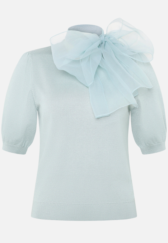 Kurzarmpullover  mit Schleife  / Vorderseite