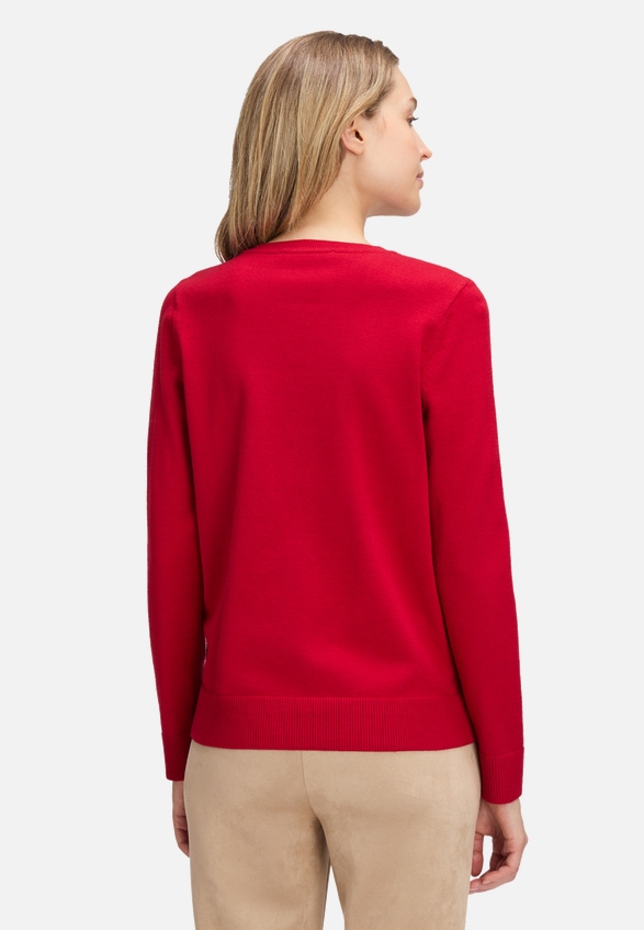 Basic-Strickpullover mit Rundhalsausschnitt / Modellfoto Rückseite