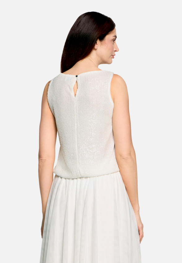 Pailletten-Top im Glitzer-Look / Modellfoto Rückseite