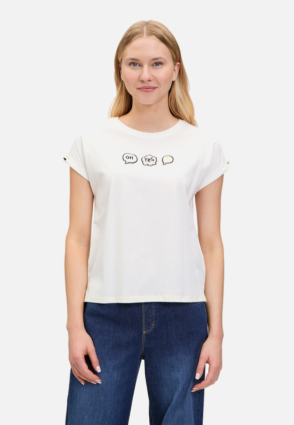 Baumwollshirt mit Ärmelaufschlag / Modellfoto Vorderseite