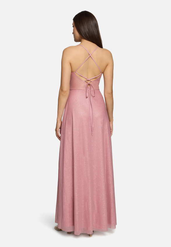 Abendkleid im Glitzer-Look / Modellfoto Rückseite