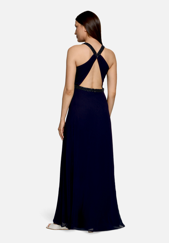 Abendkleid rückenfrei / Modellfoto Rückseite