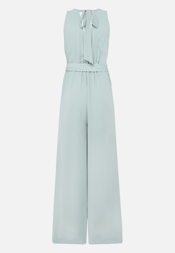 Jumpsuit mit Gürtel und weitem Bein / Rückseite