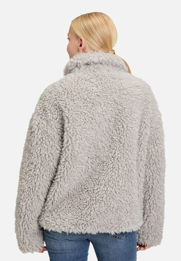 Plüschjacke mit Stehkragen / Modellfoto Rückseite
