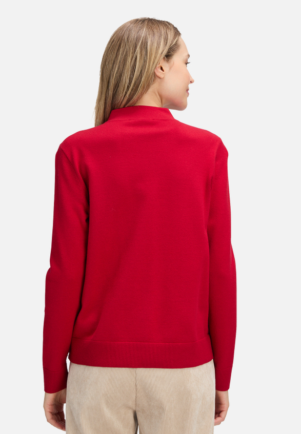 Basic-Strickpullover mit Stehkragen / Modellfoto Rückseite