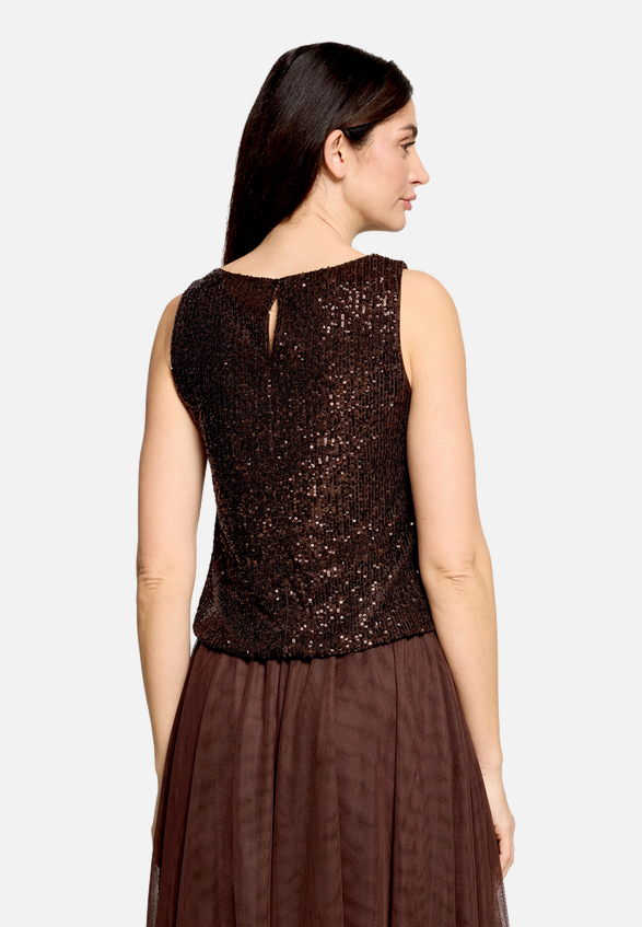 Pailletten-Top im Glitzer-Look / Modellfoto Rückseite