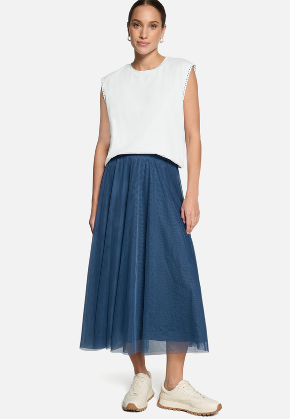 Tüllrock  Midi mit Gummibund  / Modellfoto Vorderseite (Outfit)