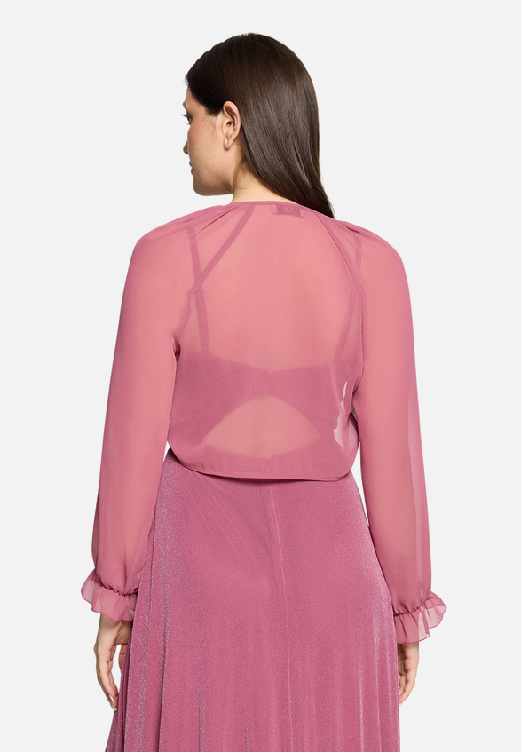 Bolero-Jacke mit gekräuseltem Ausschnitt / Modellfoto Rückseite