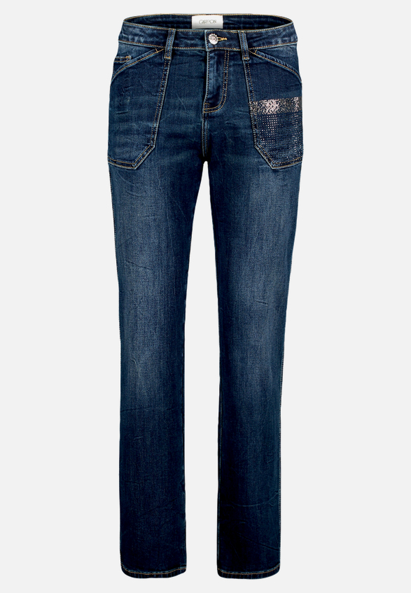 Regular Fit-Jeans mit Strass / Vorderseite