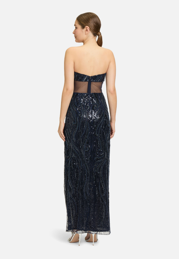 Abendkleid mit Pailletten / Modellfoto Rückseite
