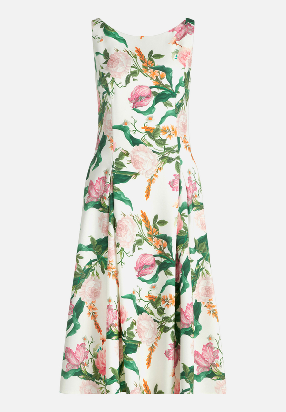 Blumenkleid mit Kellerfalten / Vorderseite