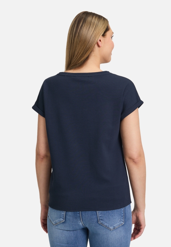 Halbarm-Shirt mit Schleifenknoten / Modellfoto Rückseite