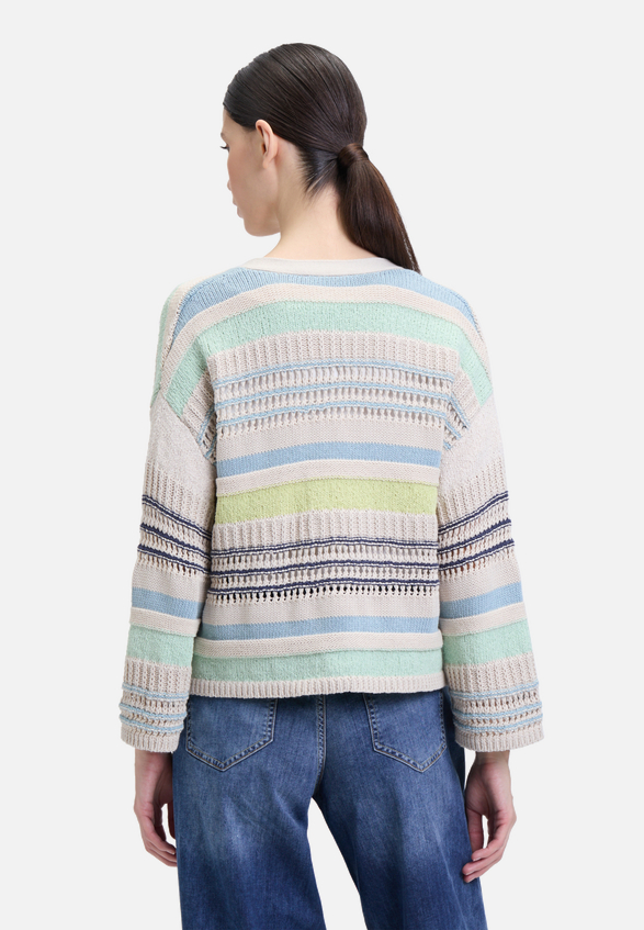 Strick-Cardigan mit Color Blocking / Modellfoto Rückseite