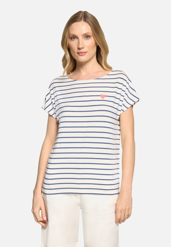 Casual-Shirt mit U-Boot-Ausschnitt / Modellfoto Vorderseite