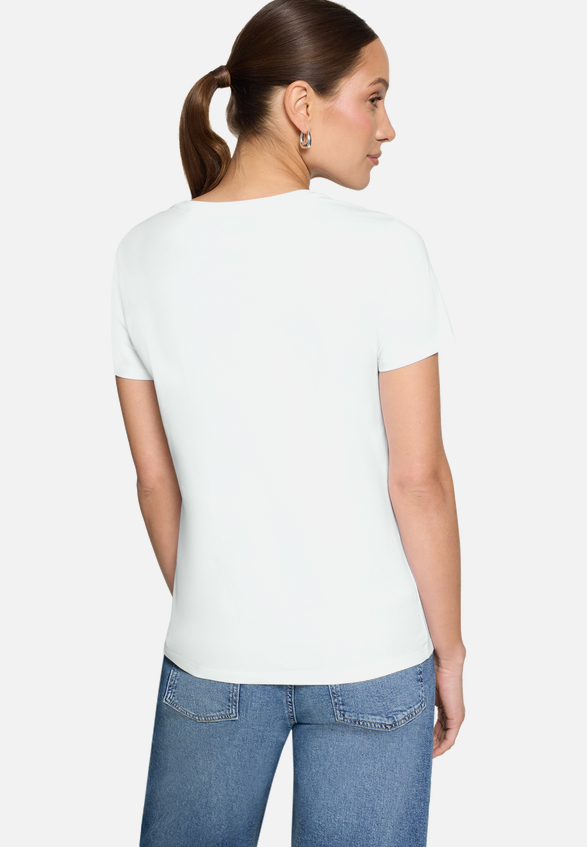 Baumwoll-T-Shirt mit Print / Modellfoto Rückseite