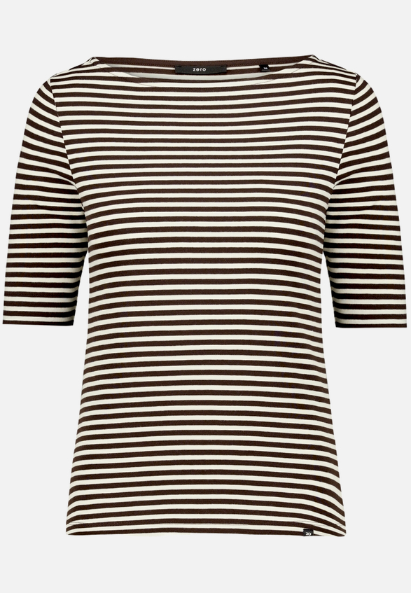 Ringelshirt  mit U-Boot Ausschnitt  / Vorderseite
